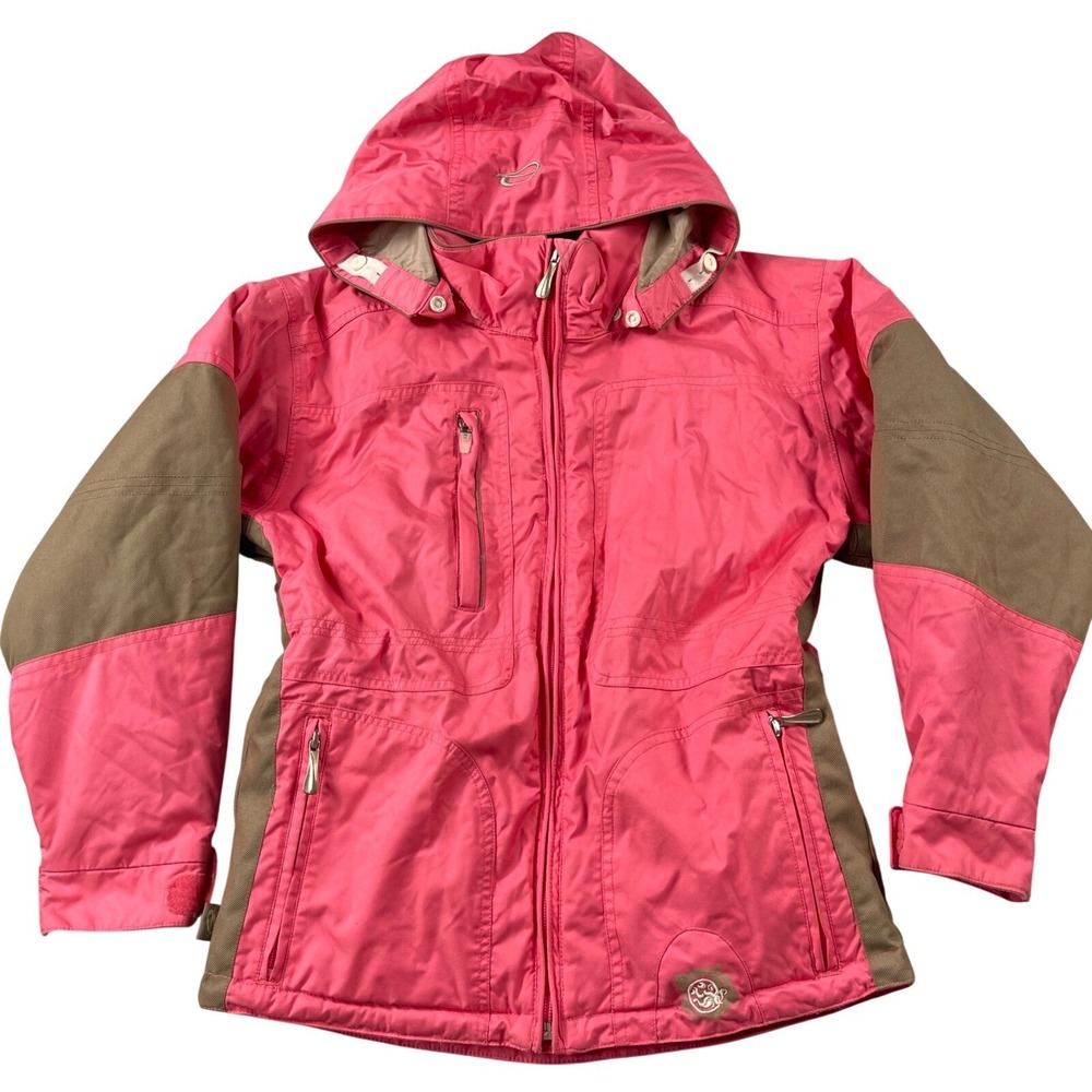 Obermeyer Ski Jacket Girls Size 12 Pink Brown Waterproof Adjustable Hood